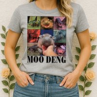 Colorful Moo Deng Retro Photo Hippo Womens T-Shirt