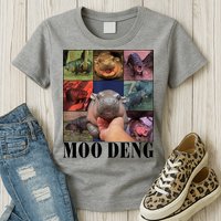 Colorful Moo Deng Retro Photo Hippo Womens T-Shirt
