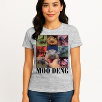 Colorful Moo Deng Retro Photo Hippo Womens T-Shirt