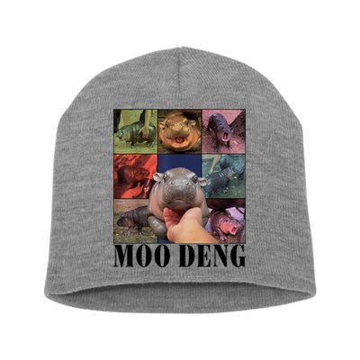 Colorful Moo Deng Retro Photo Hippo Short Acrylic Beanie