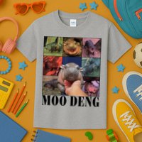 Colorful Moo Deng Retro Photo Hippo Kids T-Shirt