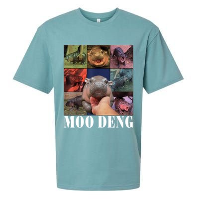 Colorful Moo Deng Retro Photo Hippo Sueded Cloud Jersey T-Shirt