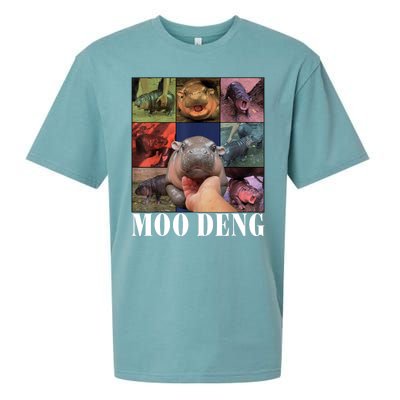 Colorful Moo Deng Retro Photo Hippo Sueded Cloud Jersey T-Shirt