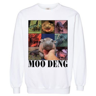 Colorful Moo Deng Retro Photo Hippo Garment-Dyed Sweatshirt