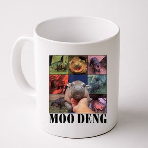 Colorful Moo Deng Retro Photo Hippo Coffee Mug