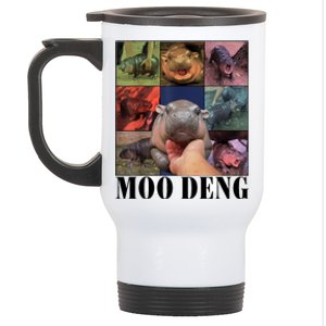 Colorful Moo Deng Retro Photo Hippo Stainless Steel Travel Mug