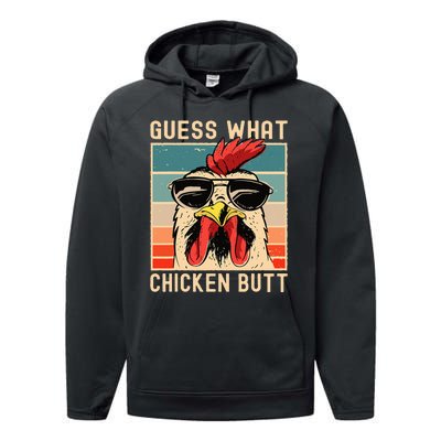 Chicken Meme Design  Guess What Chicken Butt Performance Fleece Hoodie