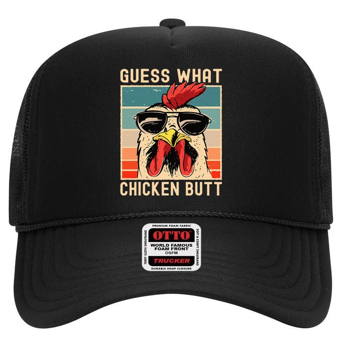 Chicken Meme Design  Guess What Chicken Butt High Crown Mesh Back Trucker Hat