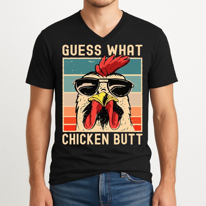 Chicken Meme Design  Guess What Chicken Butt V-Neck T-Shirt