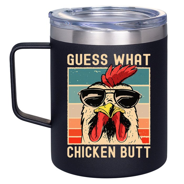 Chicken Meme Design  Guess What Chicken Butt 12oz Stainless Steel Coffee Mug
