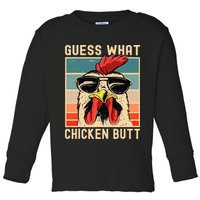 Chicken Meme Design  Guess What Chicken Butt Toddler Long Sleeve Shirt