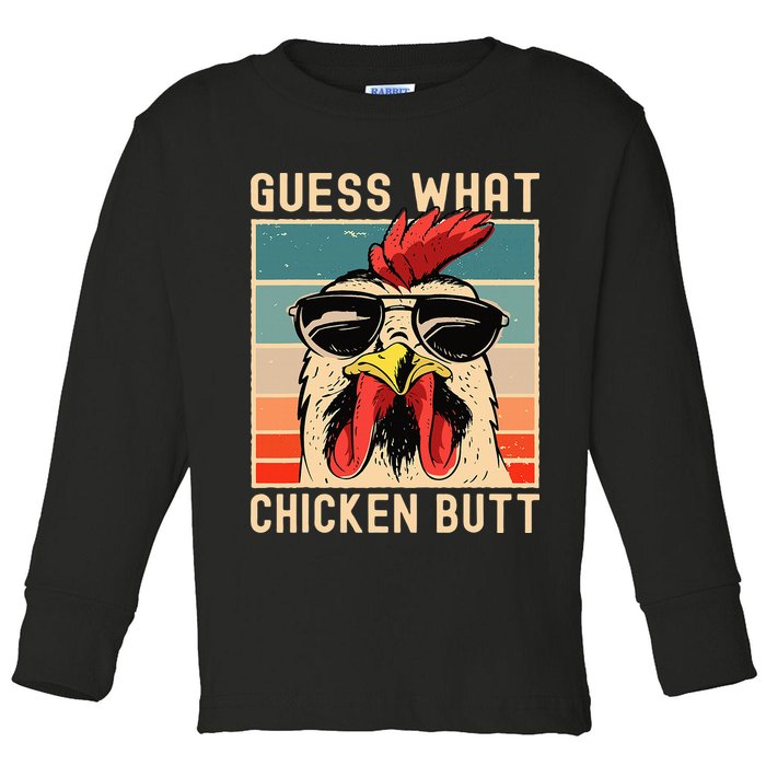 Chicken Meme Design  Guess What Chicken Butt Toddler Long Sleeve Shirt
