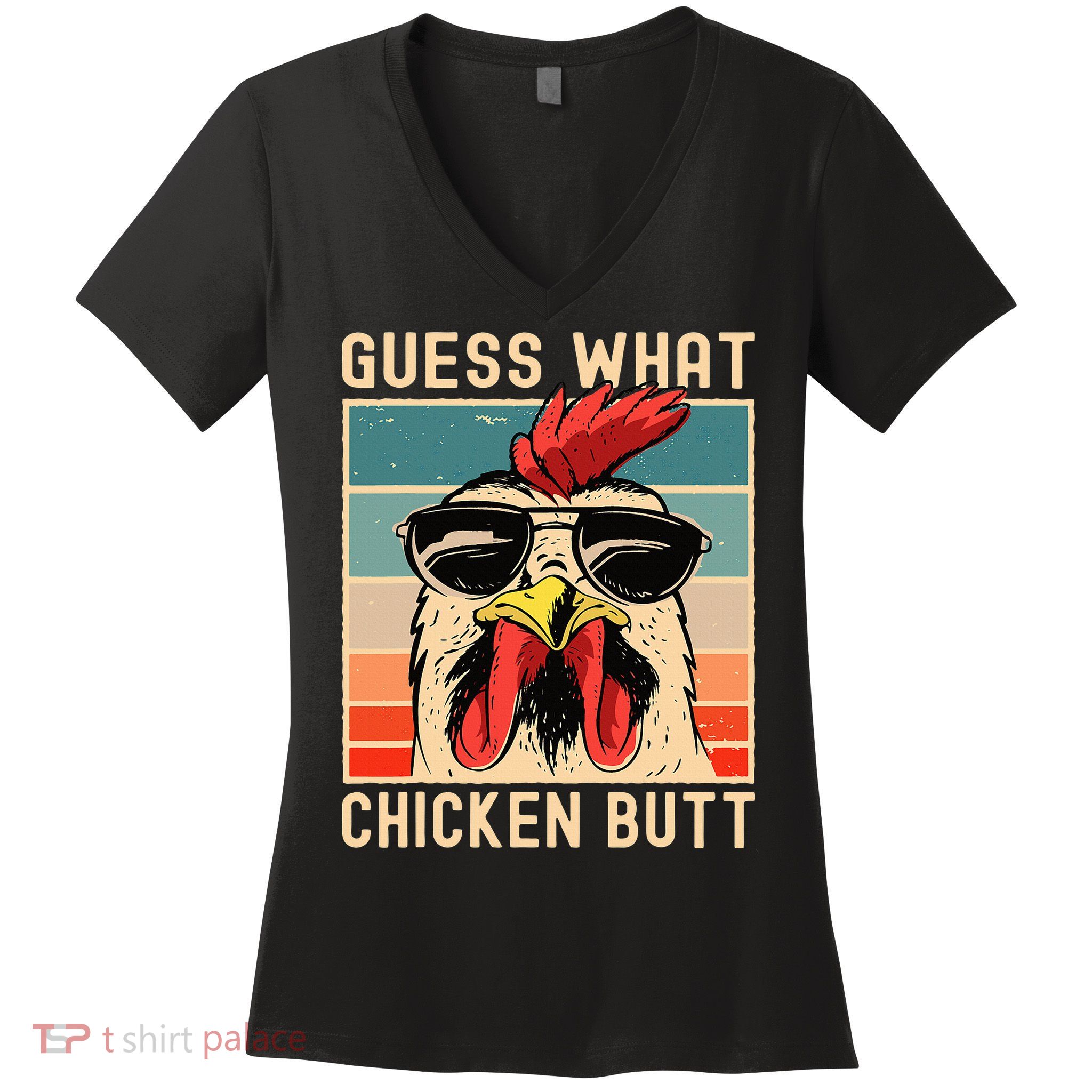 Chicken Meme Design  Guess What Chicken Butt Women's V-Neck T-Shirt