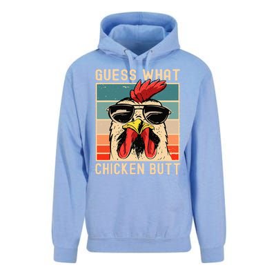 Chicken Meme Design  Guess What Chicken Butt Unisex Surf Hoodie