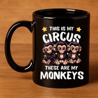 Chimpanzee MotherS Day Mum Monkey Circus Funny Cute Gift 11oz C Handle Ceramic Mug
