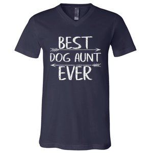 Cute Mothers Day Funny Auntie Gift Best Dog Aunt Ever V-Neck T-Shirt