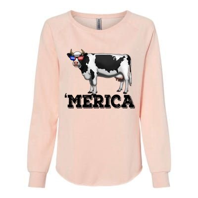 Cow Merica Dairy Farmer Funny Farm Animal Cool Gift Womens California Wash Sweatshirt