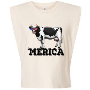 Cow Merica Dairy Farmer Funny Farm Animal Cool Gift Garment-Dyed Women's Muscle Tee