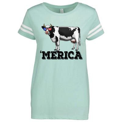 Cow Merica Dairy Farmer Funny Farm Animal Cool Gift Enza Ladies Jersey Football T-Shirt