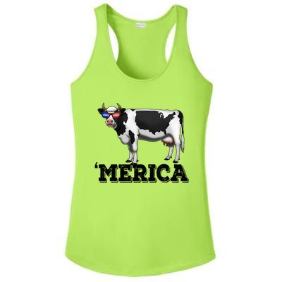 Cow Merica Dairy Farmer Funny Farm Animal Cool Gift Ladies PosiCharge Competitor Racerback Tank