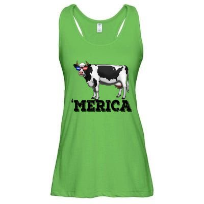 Cow Merica Dairy Farmer Funny Farm Animal Cool Gift Ladies Essential Flowy Tank