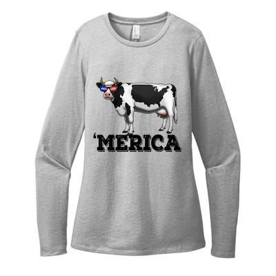 Cow Merica Dairy Farmer Funny Farm Animal Cool Gift Womens CVC Long Sleeve Shirt