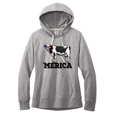 Cow Merica Dairy Farmer Funny Farm Animal Cool Gift Women's Fleece Hoodie