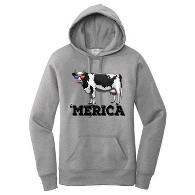 Cow Merica Dairy Farmer Funny Farm Animal Cool Gift Women's Pullover Hoodie