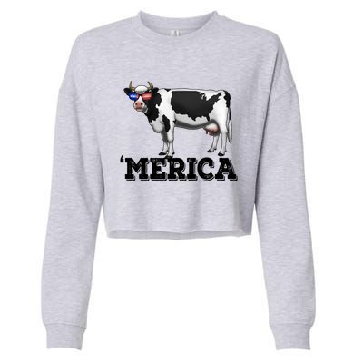 Cow Merica Dairy Farmer Funny Farm Animal Cool Gift Cropped Pullover Crew