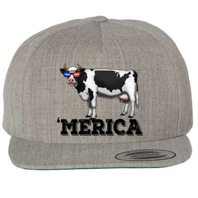 Cow Merica Dairy Farmer Funny Farm Animal Cool Gift Wool Snapback Cap