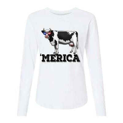 Cow Merica Dairy Farmer Funny Farm Animal Cool Gift Womens Cotton Relaxed Long Sleeve T-Shirt