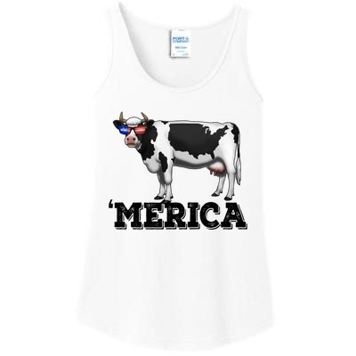 Cow Merica Dairy Farmer Funny Farm Animal Cool Gift Ladies Essential Tank