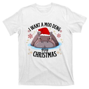 Cute Moo Deng Christmas I Want A Moo Deng For Christmas T-Shirt