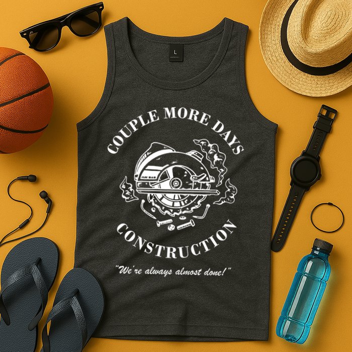Couple More Days Construction We're Always Almost Done Funny Tank Top