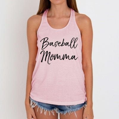 Cute Mother's Day Gift Tee Ball Mom Baseball Momma Gift Women's Knotted Racerback Tank