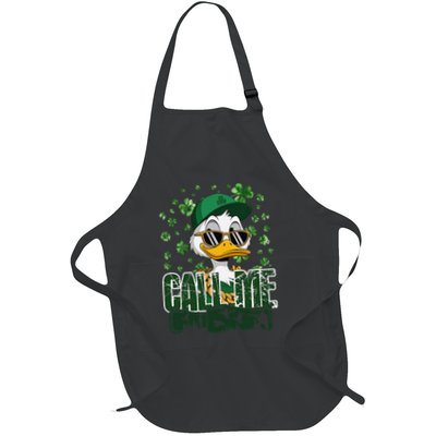 Call Me Duck Shamrock Funny St Patricks Day Full-Length Apron With Pockets