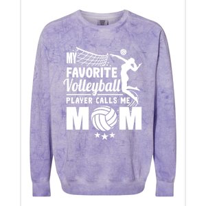 Cool Mothers Day My Favorite Volleyball Player Calls Me Mom Gift Colorblast Crewneck Sweatshirt