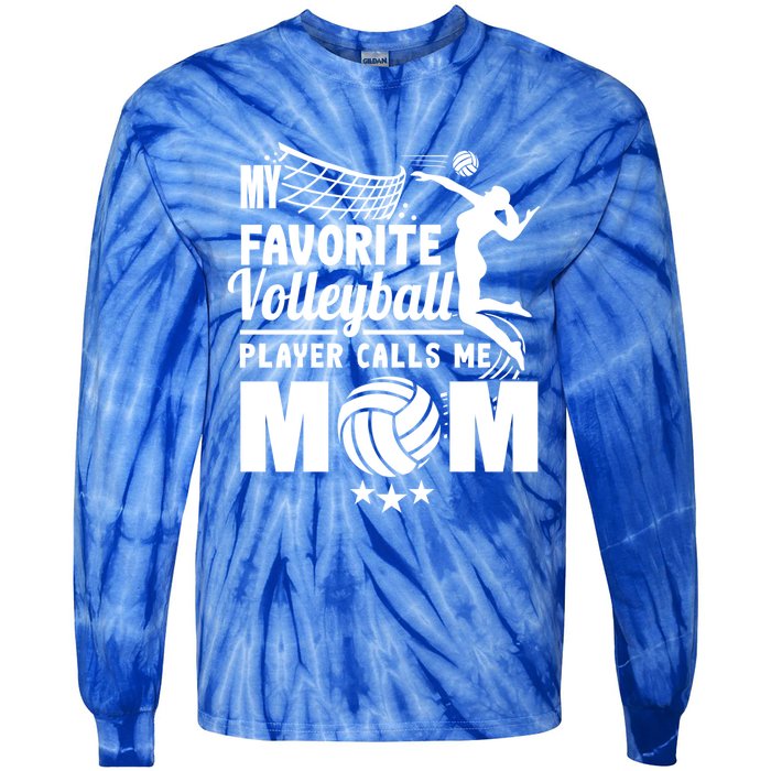 Cool Mothers Day My Favorite Volleyball Player Calls Me Mom Gift Tie-Dye Long Sleeve Shirt