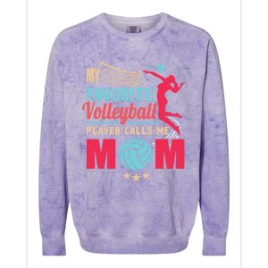 Cool Mothers Day My Favorite Volleyball Player Calls Me Mom Gift Colorblast Crewneck Sweatshirt