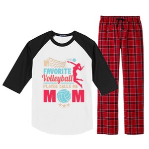 Cool Mothers Day My Favorite Volleyball Player Calls Me Mom Gift Raglan Sleeve Pajama Set