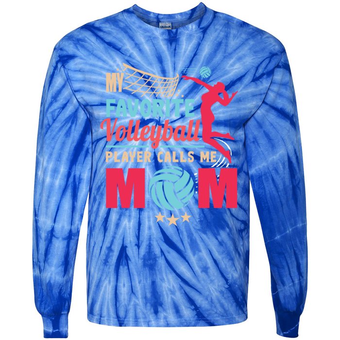 Cool Mothers Day My Favorite Volleyball Player Calls Me Mom Gift Tie-Dye Long Sleeve Shirt