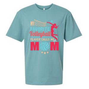 Cool Mothers Day My Favorite Volleyball Player Calls Me Mom Gift Sueded Cloud Jersey T-Shirt