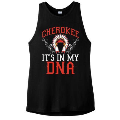 Cherokee My Dna Native Americans Design Ladies PosiCharge Tri-Blend Wicking Tank