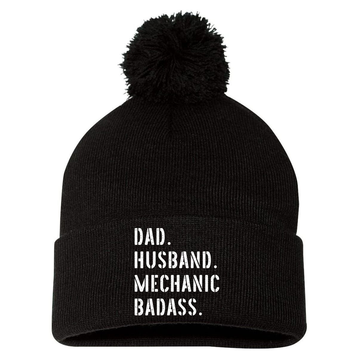 Car Mechanic Dad Funny Gift From Daughter Son Wife Gift Pom Pom 12in Knit Beanie