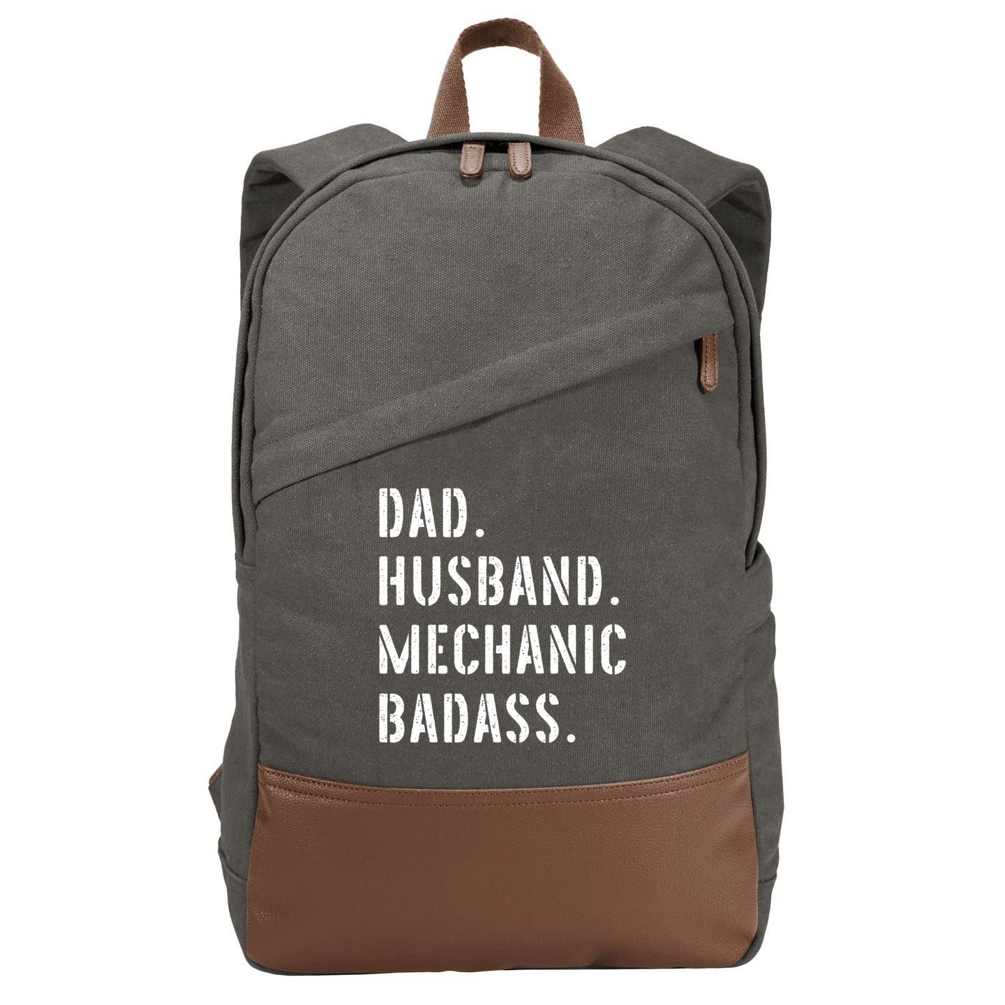 Car Mechanic Dad Funny Gift From Daughter Son Wife Gift Cotton Canvas Backpack