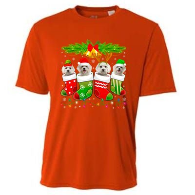 Cute Maltese Dog In Sock Christmas Santa Xmas Dog Gift Cooling Performance Crew T-Shirt