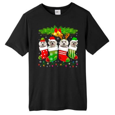 Cute Maltese Dog In Sock Christmas Santa Xmas Dog Gift Tall Fusion ChromaSoft Performance T-Shirt