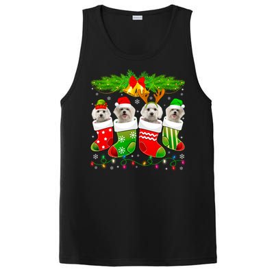 Cute Maltese Dog In Sock Christmas Santa Xmas Dog Gift PosiCharge Competitor Tank