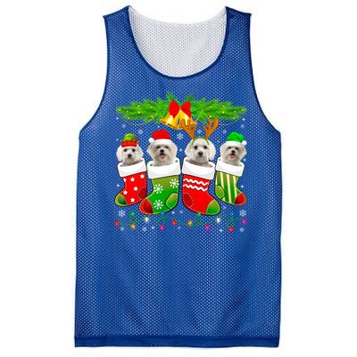 Cute Maltese Dog In Sock Christmas Santa Xmas Dog Gift Mesh Reversible Basketball Jersey Tank