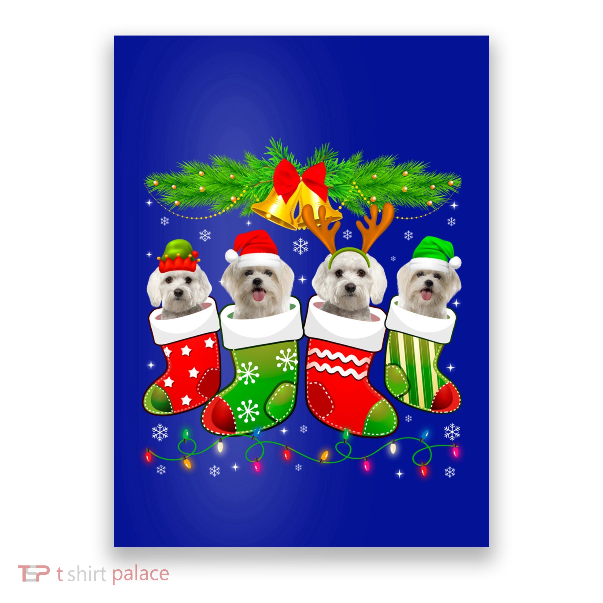 Cute Maltese Dog In Sock Christmas Santa Xmas Dog Gift Poster